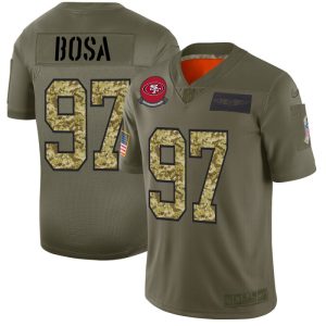 San Francisco 49ers #97 Nick Bosa Men's Nike 2019 Olive Camo Salute To Service Limited NFL Jersey - Custom Name