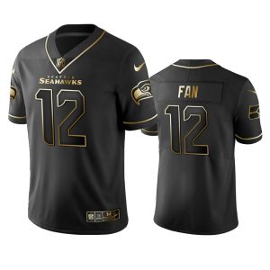 Seahawks #12 Fan Men's Stitched NFL Vapor Untouchable Limited Black Golden Jersey - Custom Name