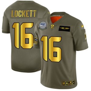 Seattle Seahawks #16 Tyler Lockett NFL Men's Nike Olive Gold 2019 Salute to Service Limited Jersey - Custom Name