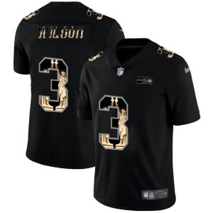 Seattle Seahawks #3 Russell Wilson Carbon Black Vapor Statue Of Liberty Limited NFL Jersey - Custom Name