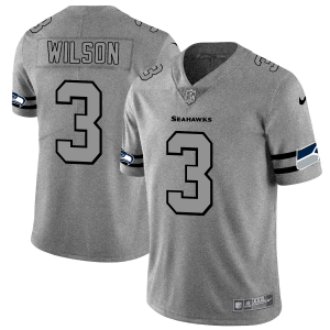 Seattle Seahawks #3 Russell Wilson Men's Nike Gray Gridiron II Vapor Untouchable Limited NFL Jersey - Custom Name