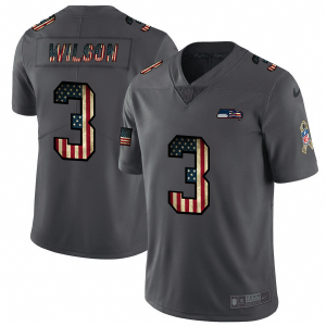 Seattle Seahawks #3 Russell Wilson Nike 2018 Salute to Service Retro USA Flag Limited NFL Jersey - Custom Name