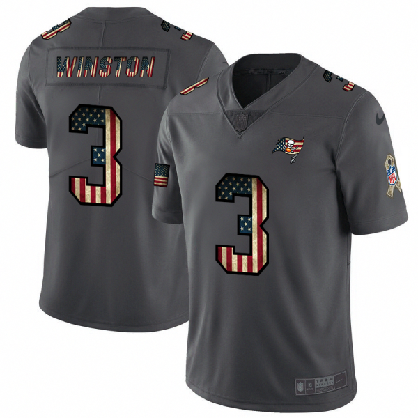 Tampa Bay Buccaneers #3 Jameis Winston Nike 2018 Salute to Service Retro USA Flag Limited NFL Jersey - Custom Name
