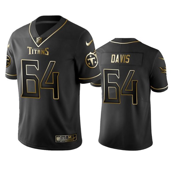 Titans #64 Nate Davis Men's Stitched NFL Vapor Untouchable Limited Black Golden Jersey - Custom Name