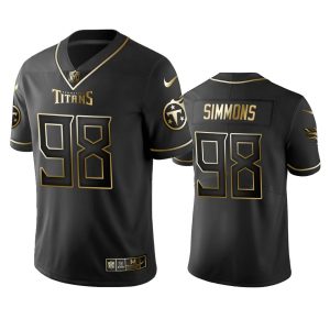 Titans #98 Jeffery Simmons Men's Stitched NFL Vapor Untouchable Limited Black Golden Jersey - Custom Name