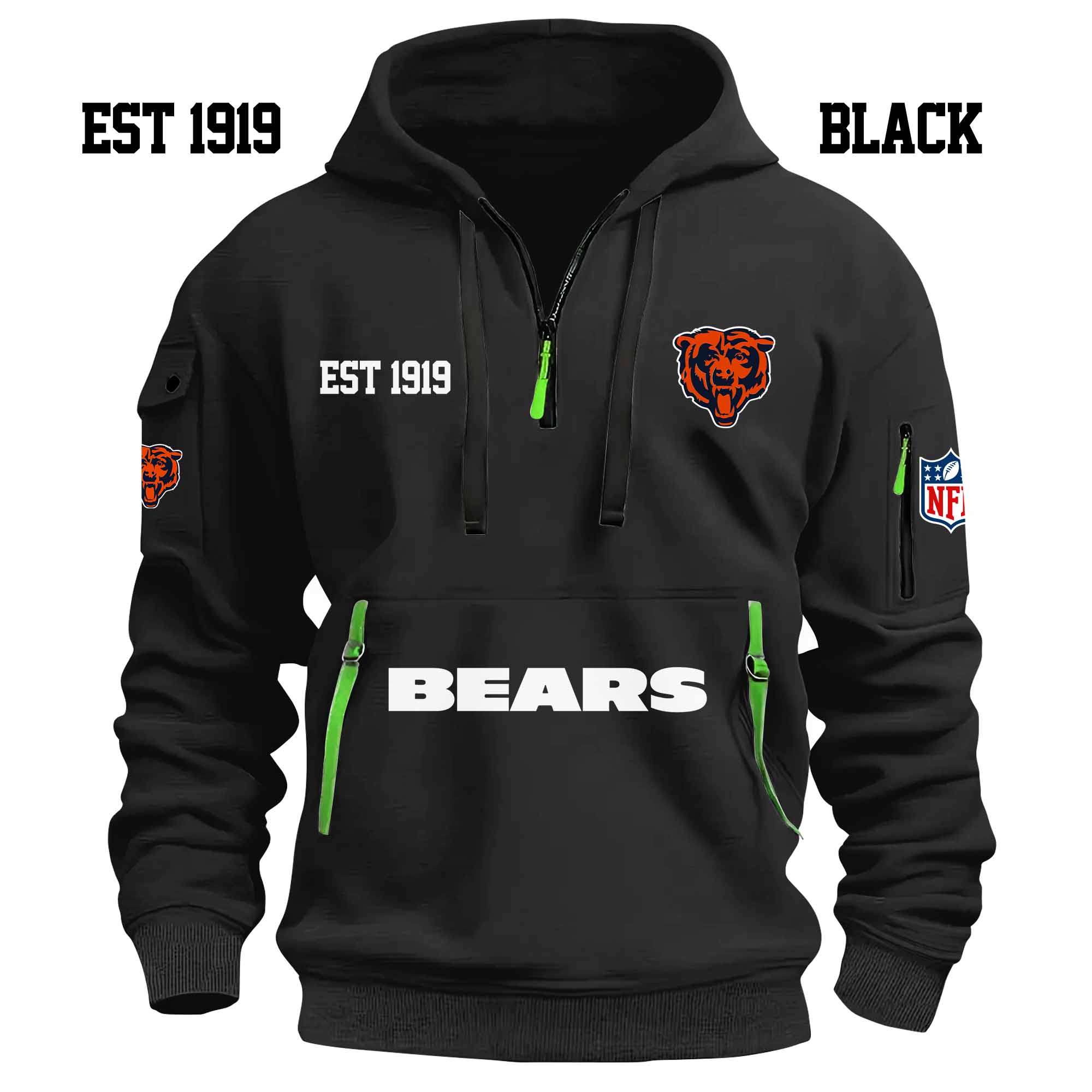 Limited Edition - EST 1919 - Chicago Bears - Half Zip Hoodie - Image 2