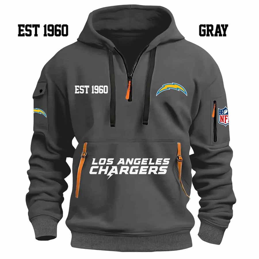 Limited Edition - EST 1960 - Los Angeles Chargers - Half Zip Hoodie - Image 4