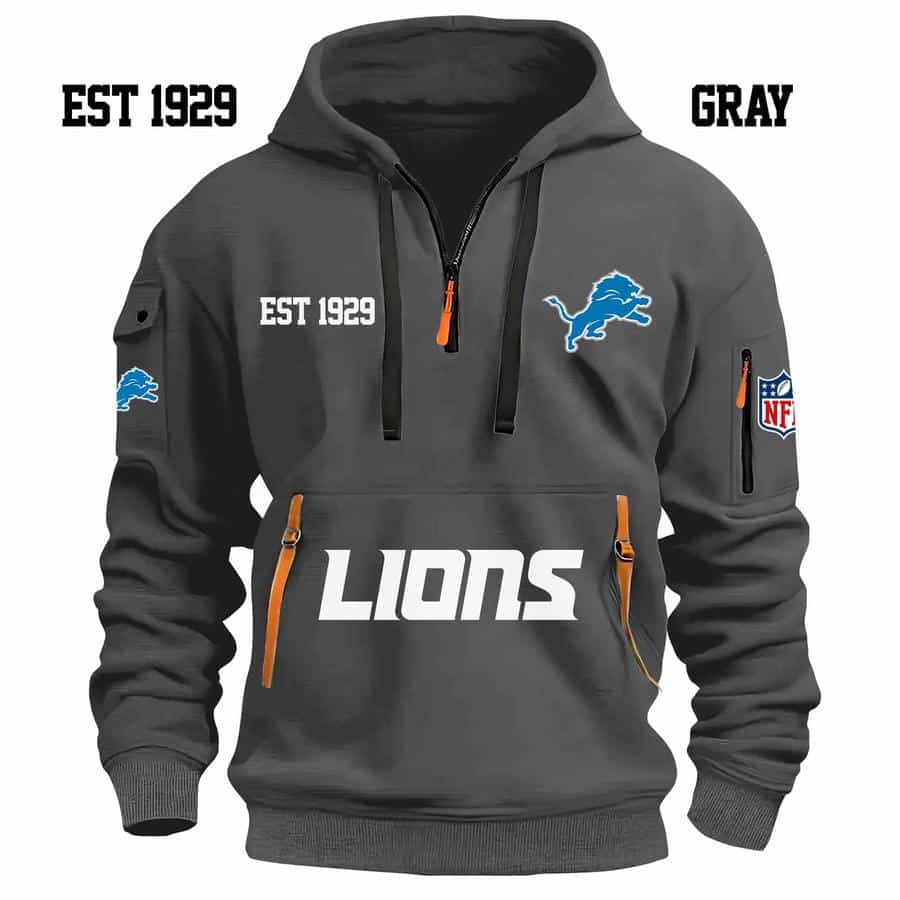Limited Edition - EST 1929 - Detroit Lions - Half Zip Hoodie - Image 4