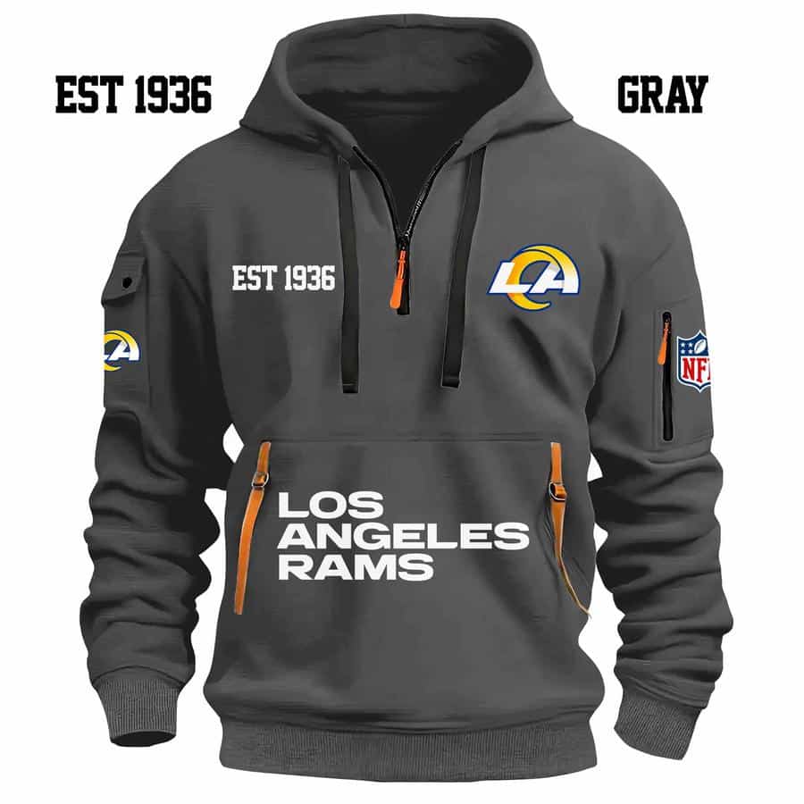 Limited Edition - EST 1936 - Los Angeles Rams - Half Zip Hoodie - Image 4