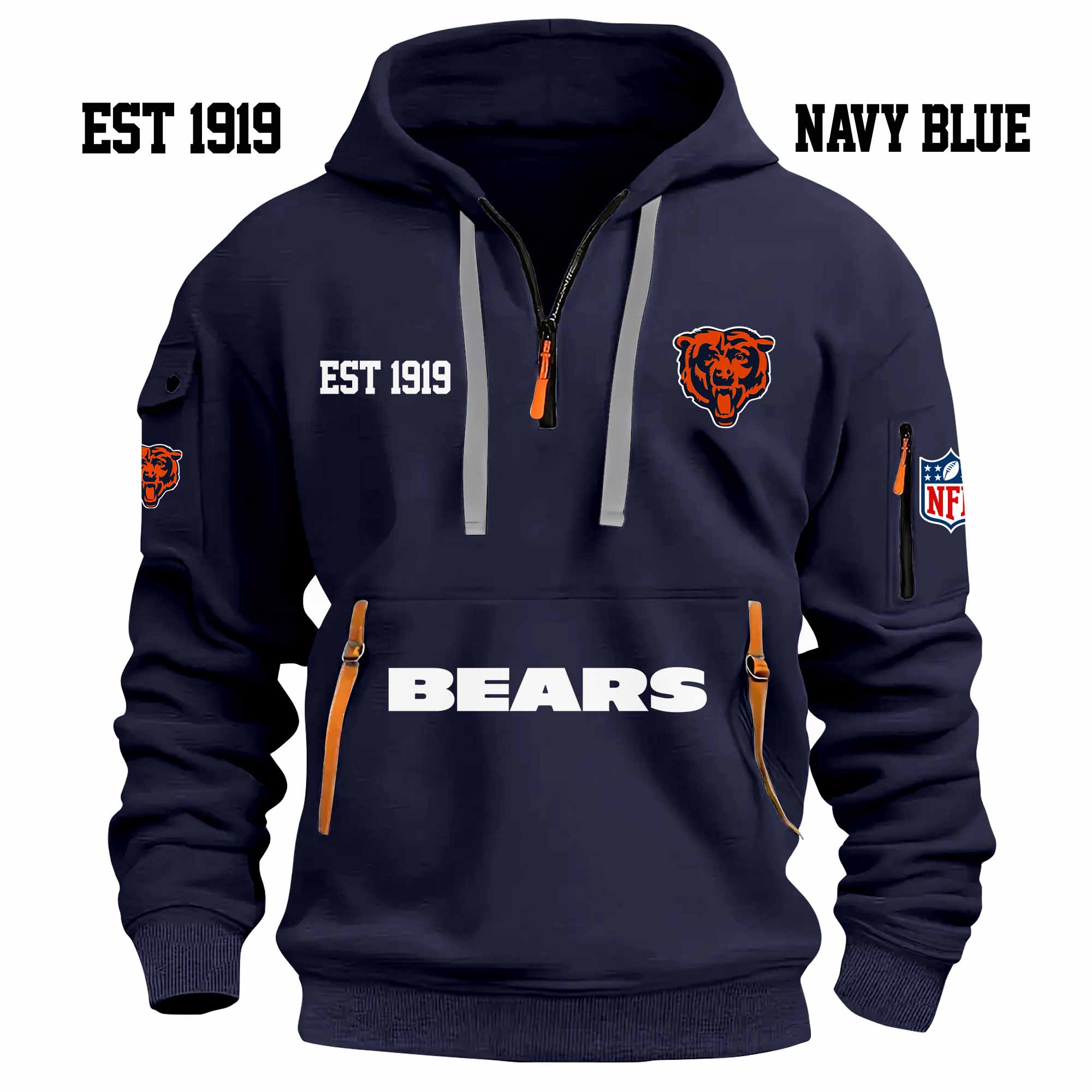 Limited Edition - EST 1919 - Chicago Bears - Half Zip Hoodie - Image 6