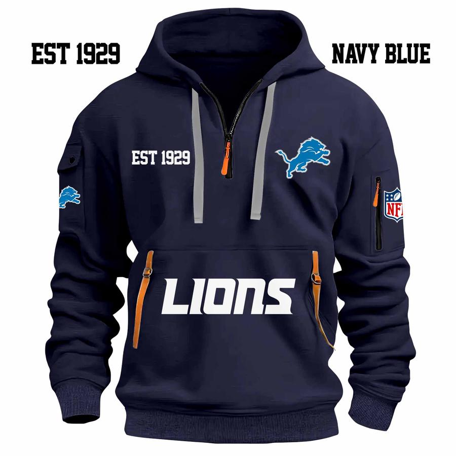 Limited Edition - EST 1929 - Detroit Lions - Half Zip Hoodie - Image 6