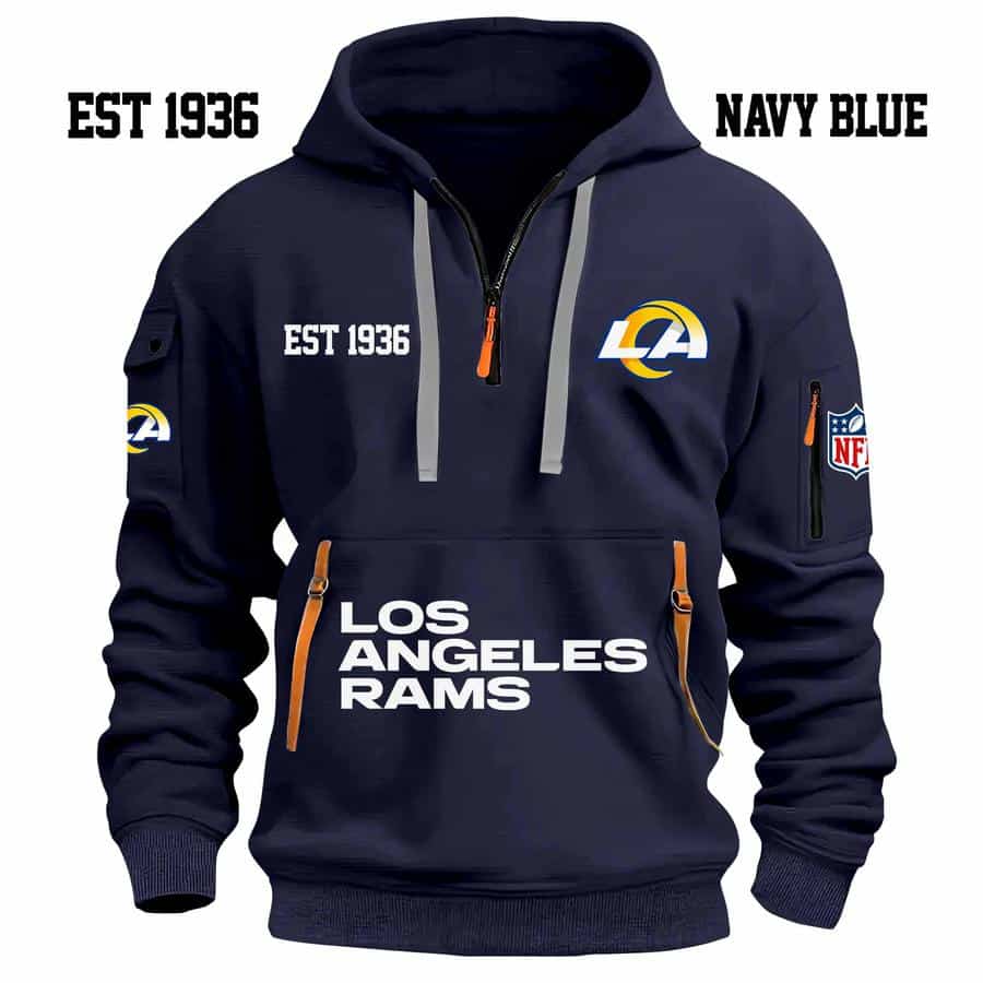 Limited Edition - EST 1936 - Los Angeles Rams - Half Zip Hoodie - Image 6