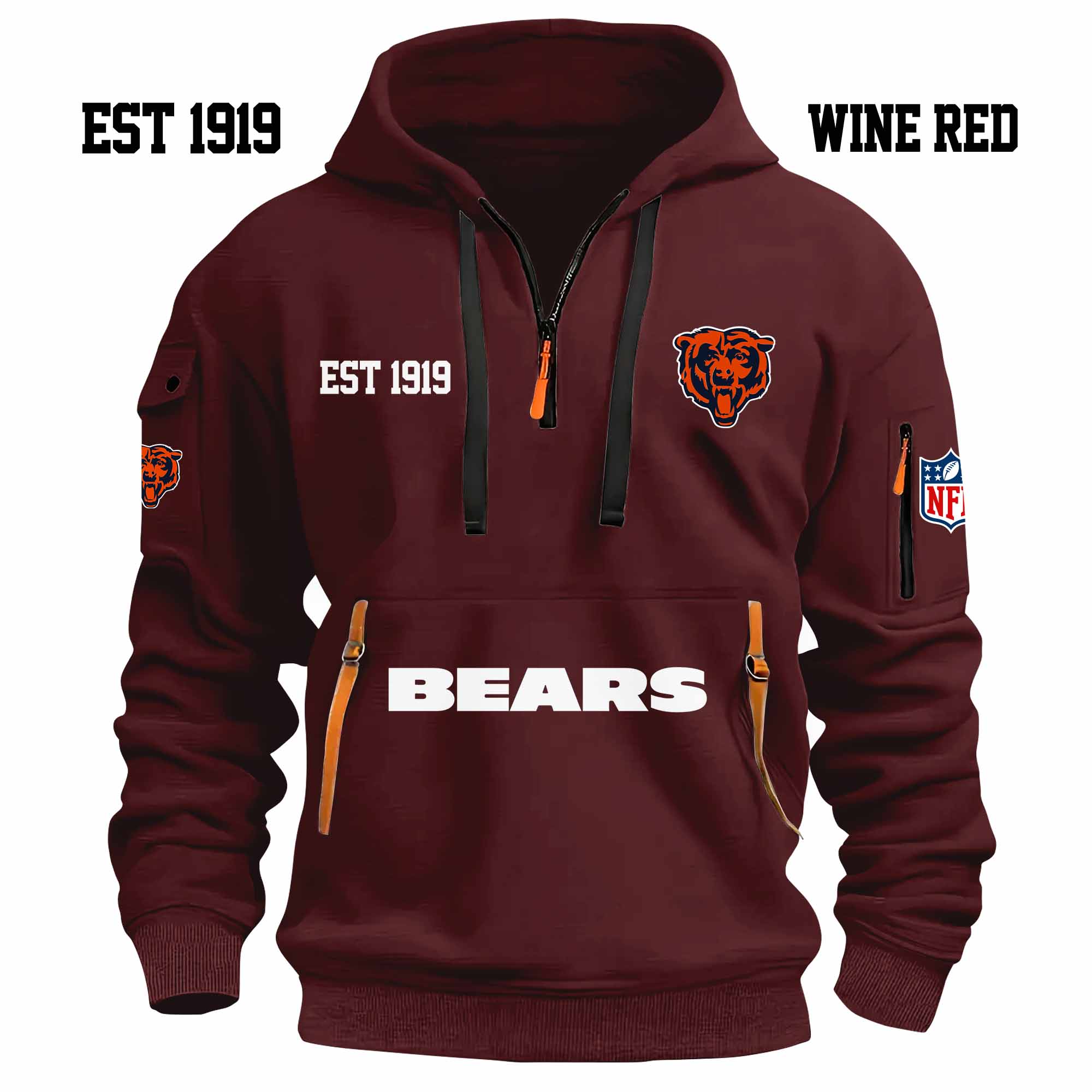 Limited Edition - EST 1919 - Chicago Bears - Half Zip Hoodie - Image 7