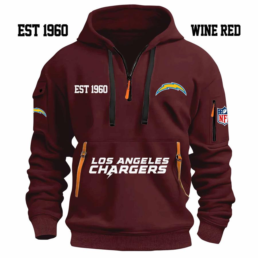 Limited Edition - EST 1960 - Los Angeles Chargers - Half Zip Hoodie - Image 7