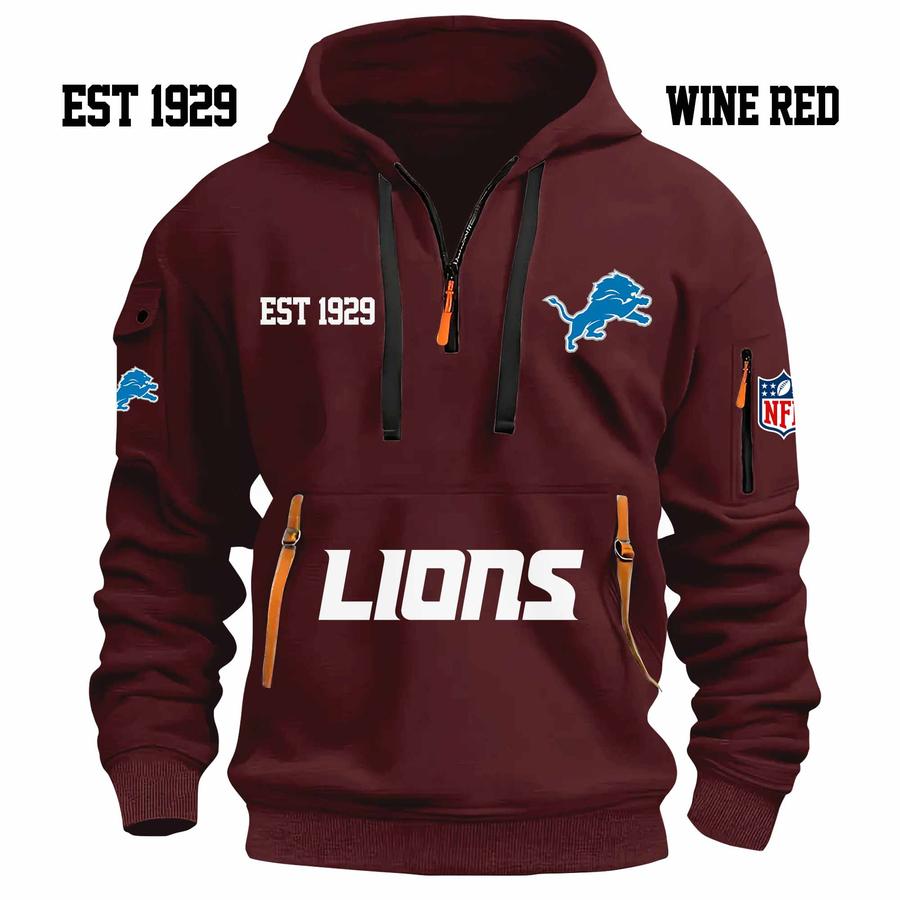 Limited Edition - EST 1929 - Detroit Lions - Half Zip Hoodie - Image 7