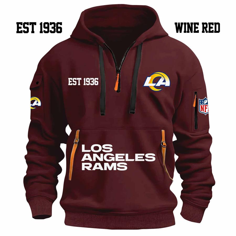 Limited Edition - EST 1936 - Los Angeles Rams - Half Zip Hoodie - Image 7