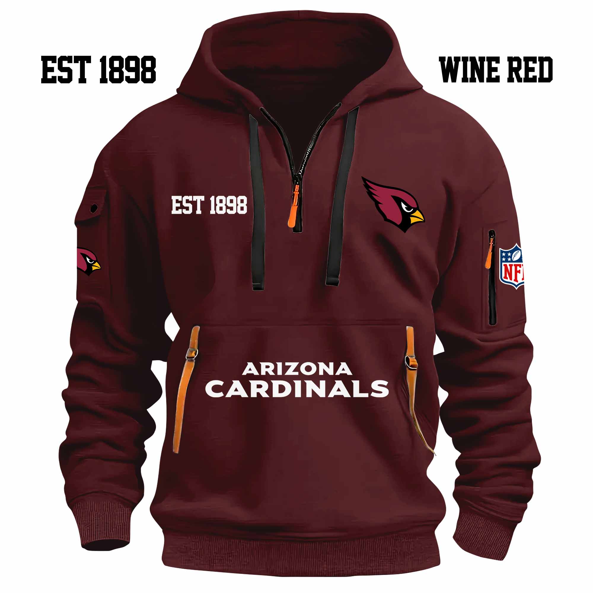Limited Edition - EST 1898 - Arizona Cardinals - Half Zip Hoodie - Image 7