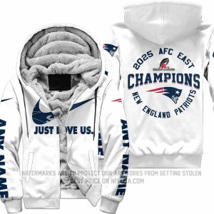 Limited Edition AFC East Champion - Just Love Us - New England Patriots - Fleece Zip Hoodie