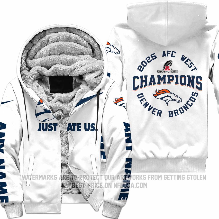 Limited Edition AFC West Champion - Denver Broncos - Fleece Zip Hoodie
