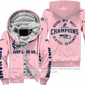 Limited Edition NFC West Champion - Just Love Us - Seattle Seahawks - Fleece Zip Hoodie