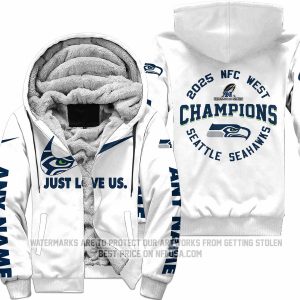 Limited Edition NFC West Champion - Just Love Us - Seattle Seahawks - Fleece Zip Hoodie