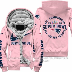 Limited Edition Super Bowl LX - Just Love Us - New England Patriots - Fleece Zip Hoodie