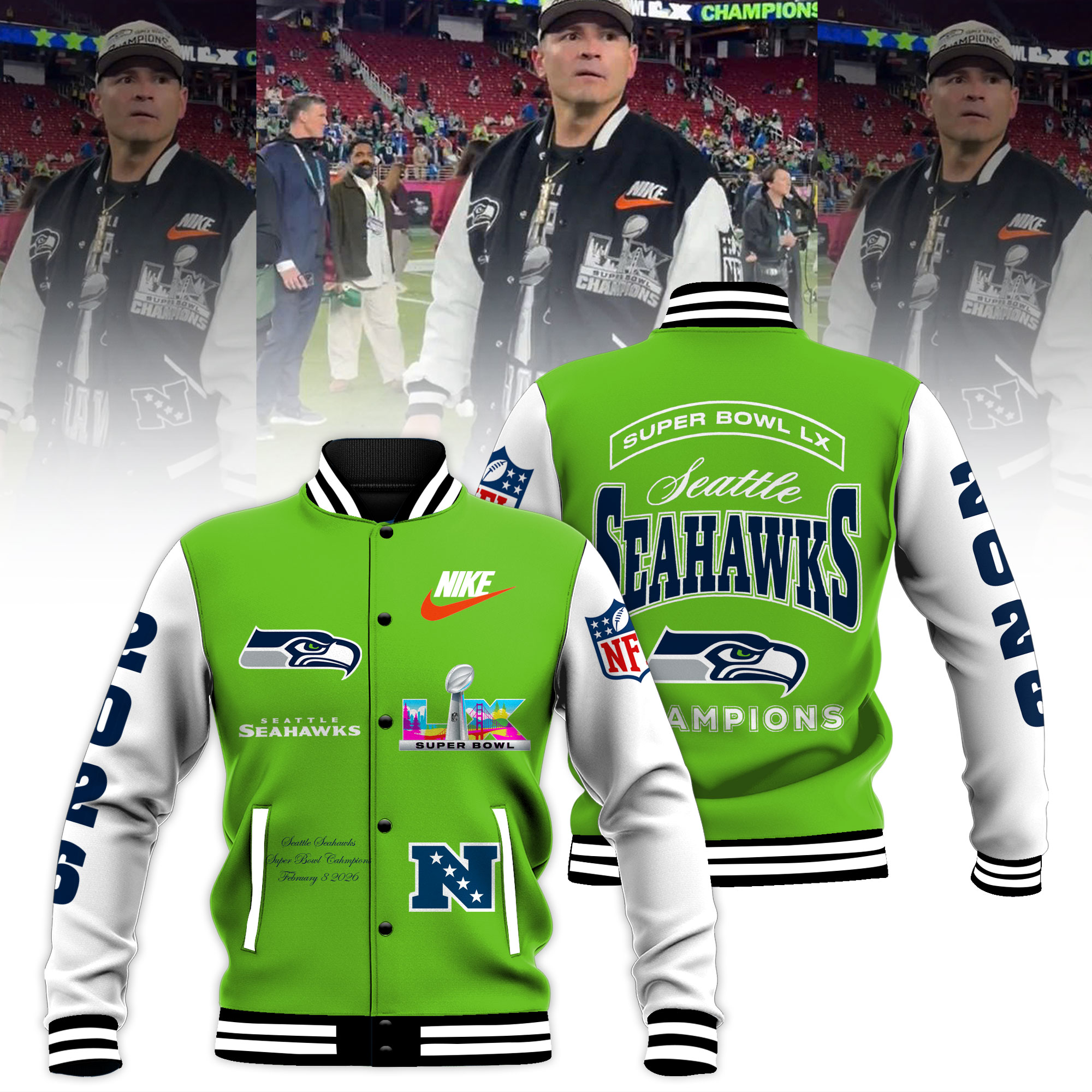 Seattle Seahawks Super Bowl LX Champions Limited Edition Baseball Jacket