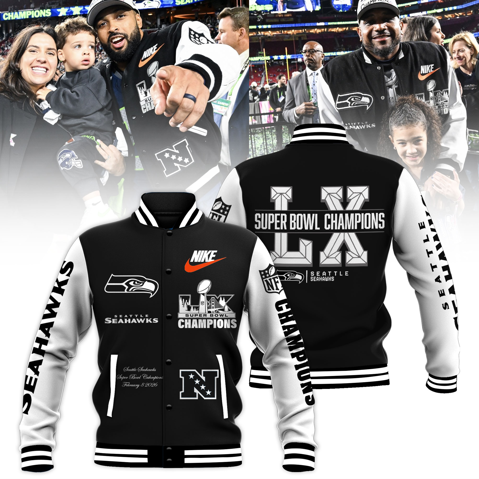 Seattle Seahawks Super Bowl LX Champions Limited Edition Baseball Jacket