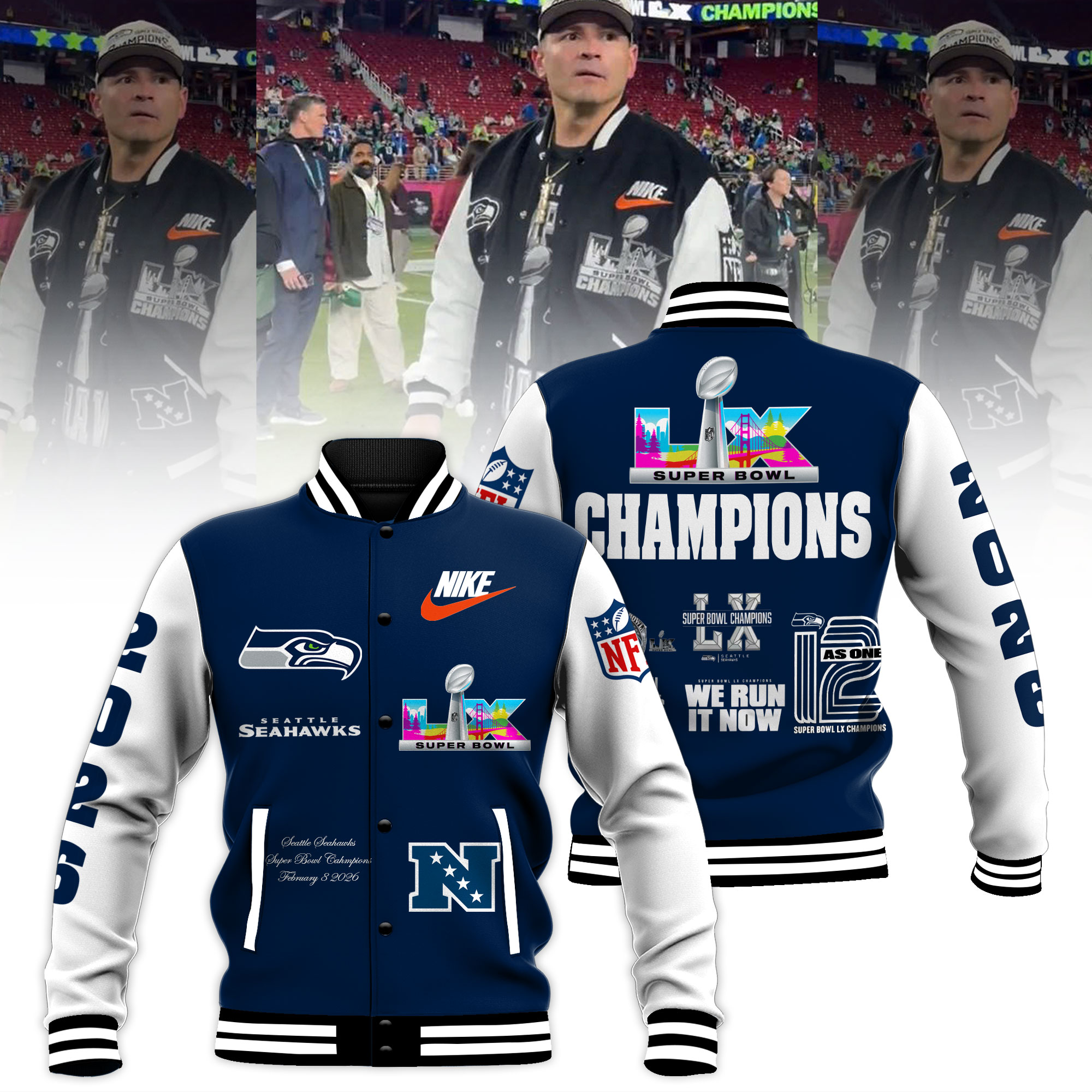 Seattle Seahawks Super Bowl LX Champions Limited Edition Baseball Jacket