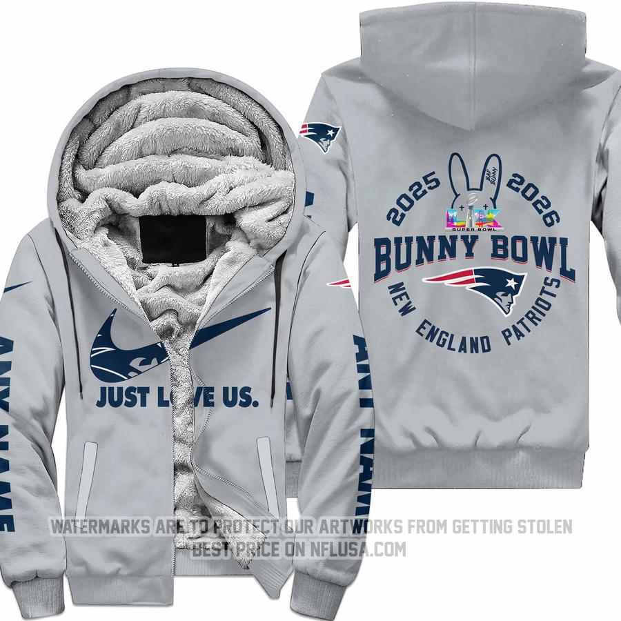 Bunny Bowl - Just Love Us - New England Patriots - Fleece Zip Hoodie