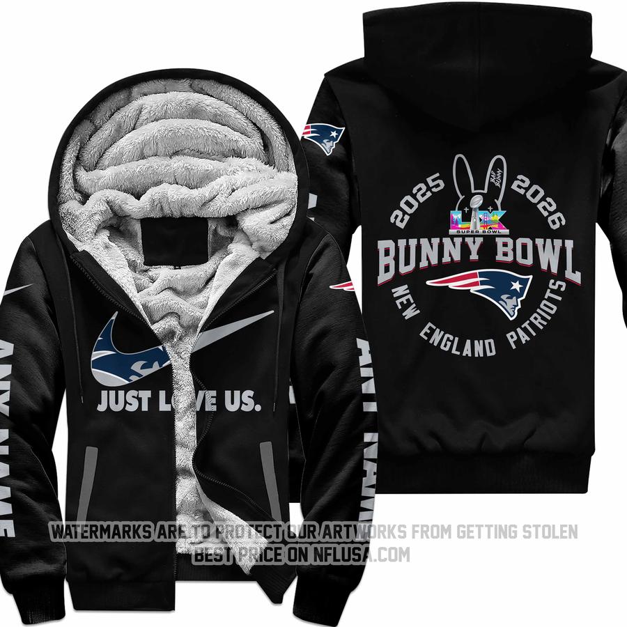 Bunny Bowl - Just Love Us - New England Patriots - Fleece Zip Hoodie