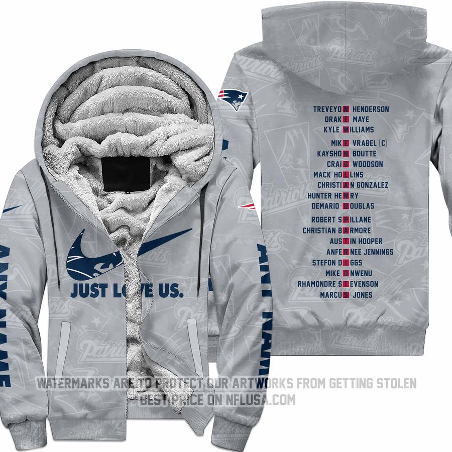 Limited Edition - Just Love Us - New England Patriots - Fleece Zip Hoodie