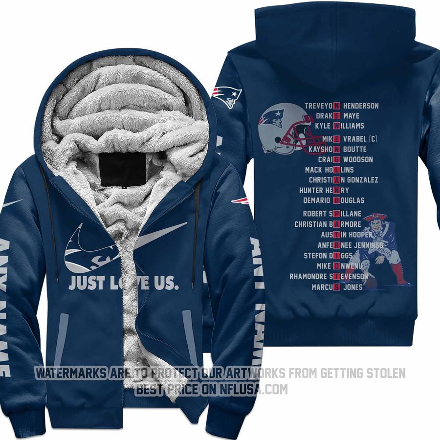 Limited Edition - Just Love Us - New England Patriots - Fleece Zip Hoodie