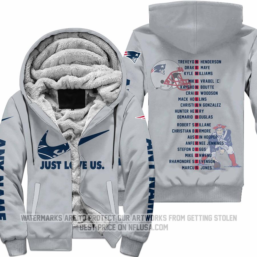 Limited Edition - Just Love Us - New England Patriots - Fleece Zip Hoodie